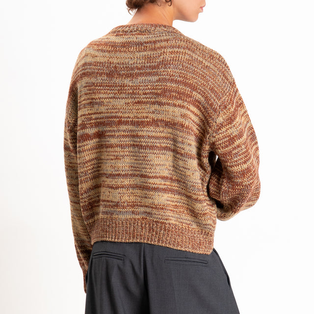Zeroassoluto-Cardigan misto alpaca - cuoio/grigio