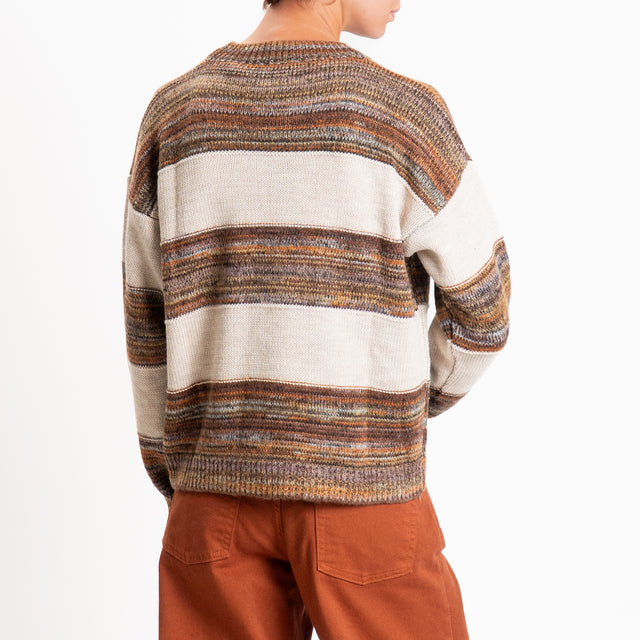 Zeroassoluto-Maglia righe misto alpaca - burro/multicolor