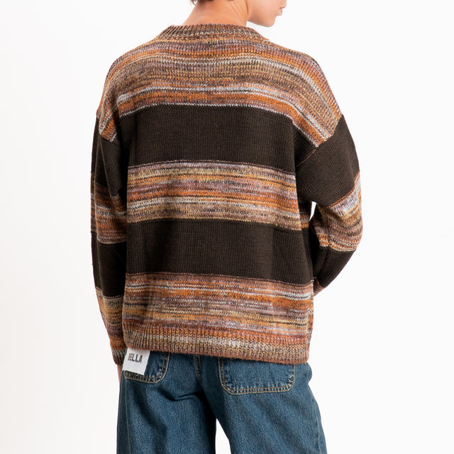 Zeroassoluto-Maglia righe misto alpaca - moro/multicolor