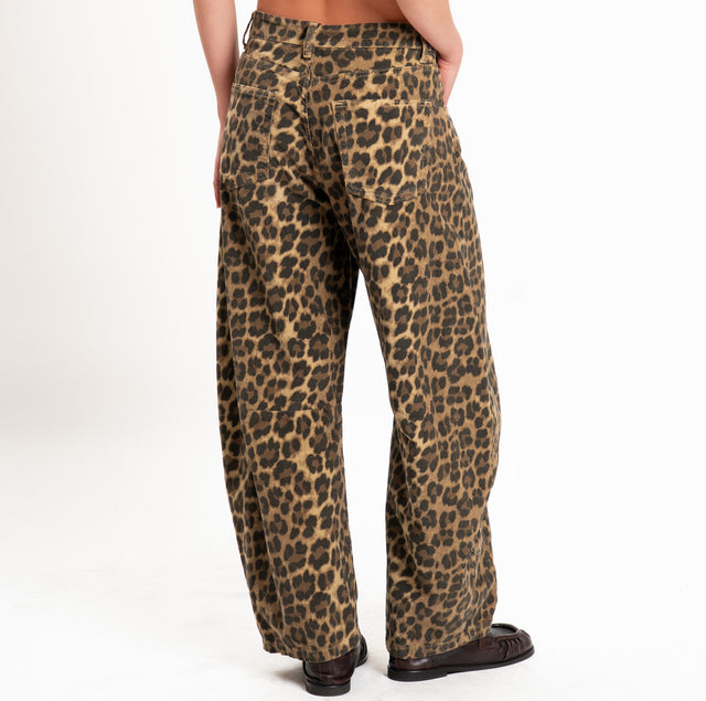 Zeroassoluto-Pantalone velluto 1000 righe elasticizzato fantasia barrel fit - maculato moro/beige/nero