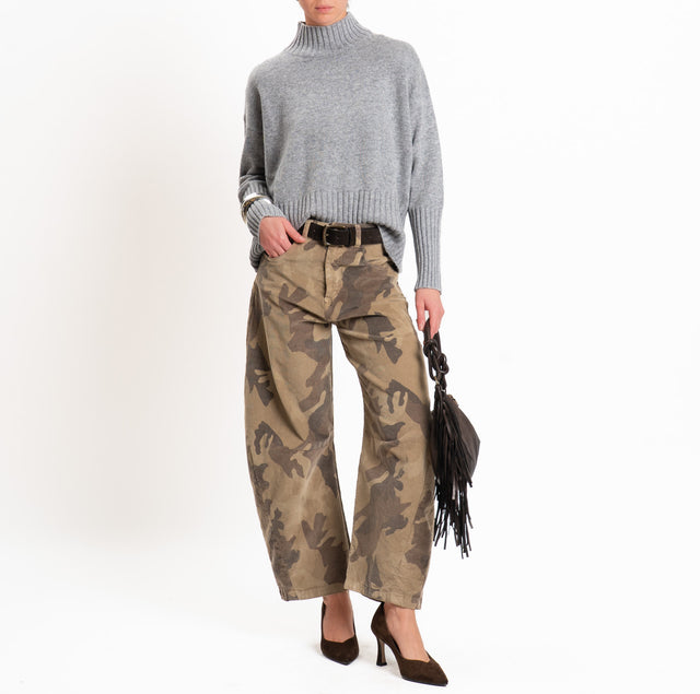 Zeroassoluto-Pantalone velluto 1000 righe elasticizzato fantasia barrel fit - camouflage sand/moro/caffè