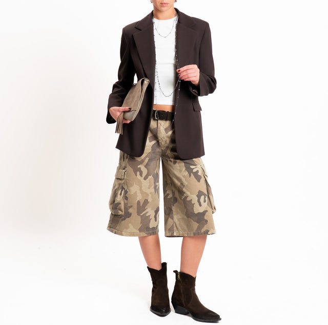 Zeroassoluto-Bermuda cargo camouflage elastico dietro - beige/moro