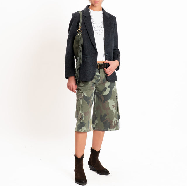 Zeroassoluto-Bermuda cargo camouflage elastico dietro - salvia/moro