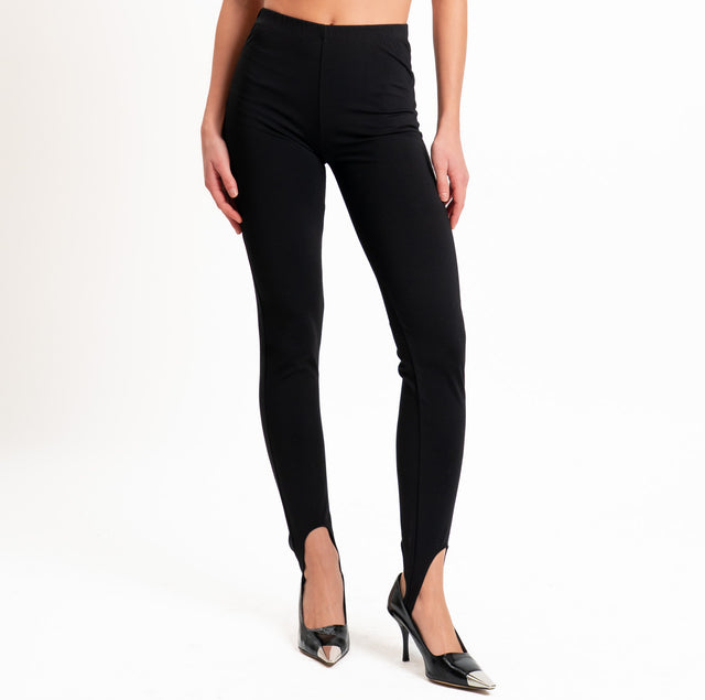 Zeroassoluto-Leggings punto milano con staffa - nero