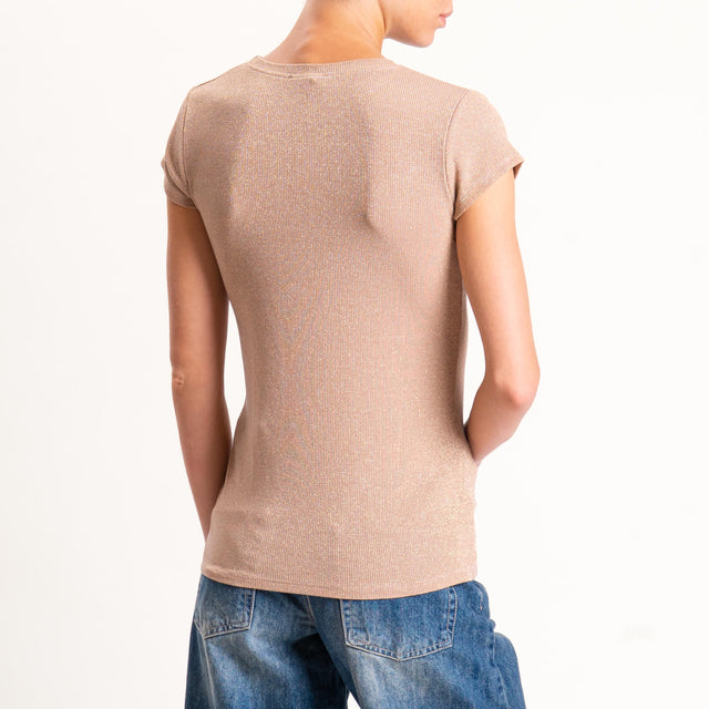 Zeroassoluto-T-shirt lurex a costine - rosa