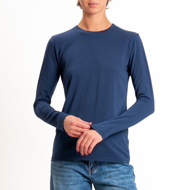 Zeroassoluto-T-shirt girocollo cotone elasticizzato - blu