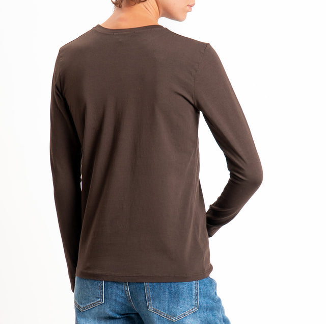 Zeroassoluto-T-shirt girocollo cotone elasticizzato - moro