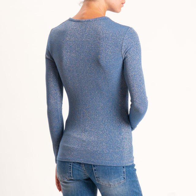 Zeroassoluto-T-shirt scollo v con lurex - avio