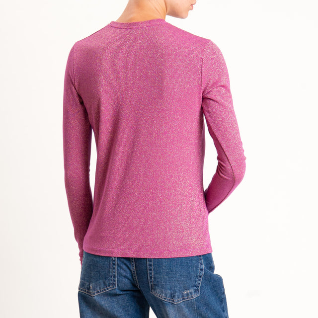 Zeroassoluto-T-shirt girocollo con lurex - ametista