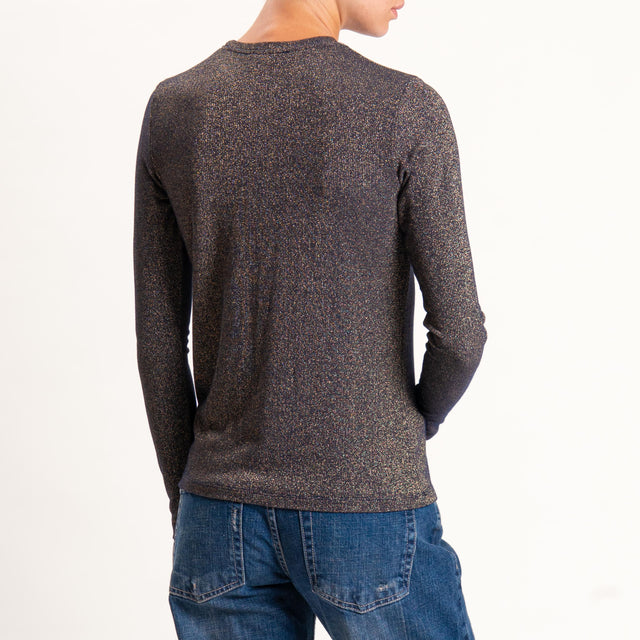 Zeroassoluto-T-shirt girocollo con lurex - blu