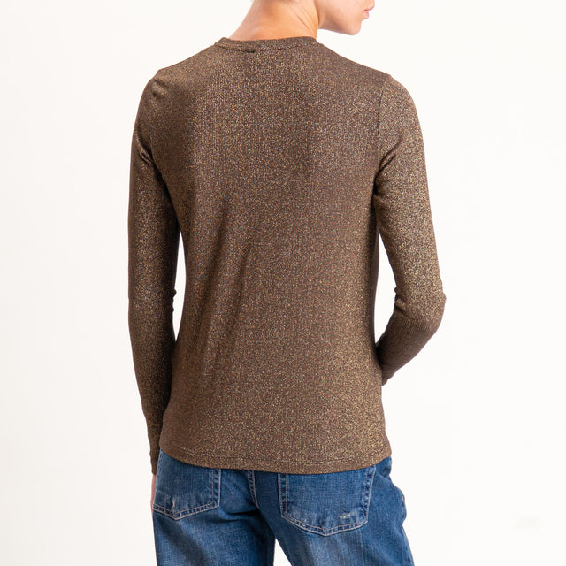 Zeroassoluto-T-shirt girocollo con lurex - moro