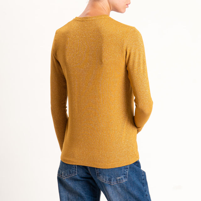 Zeroassoluto-T-shirt girocollo con lurex - Senape