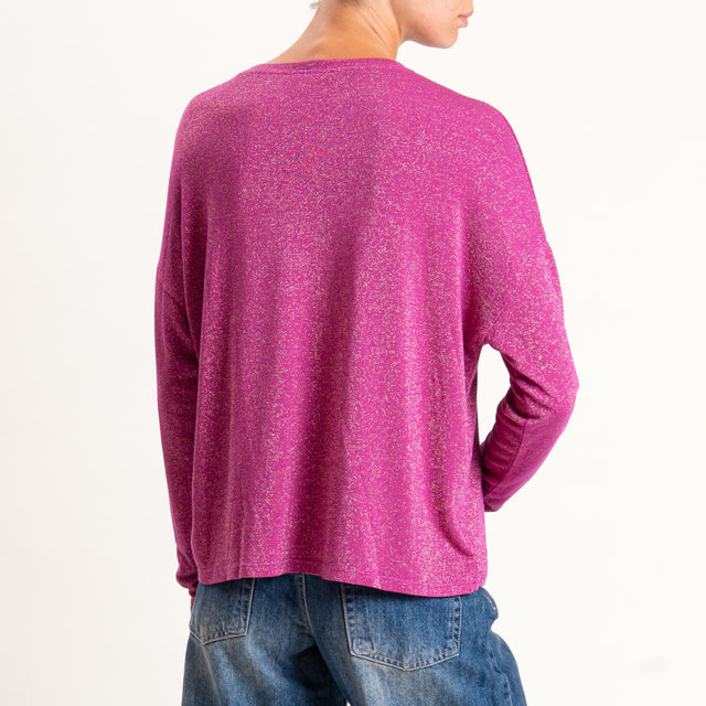 Zeroassoluto-T-shirt girocollo a scatola con lurex - ametista