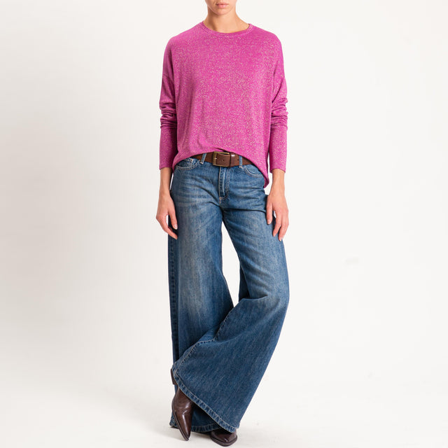 Zeroassoluto-T-shirt girocollo a scatola con lurex - ametista