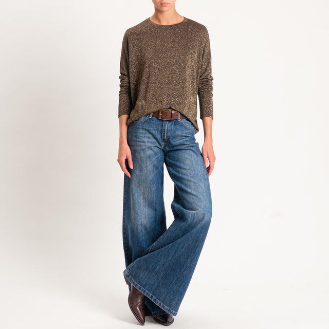 Zeroassoluto-T-shirt girocollo a scatola con lurex - moro