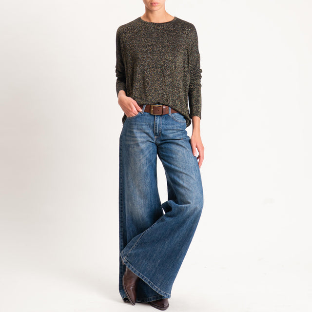 Zeroassoluto-T-shirt girocollo a scatola con lurex - nero