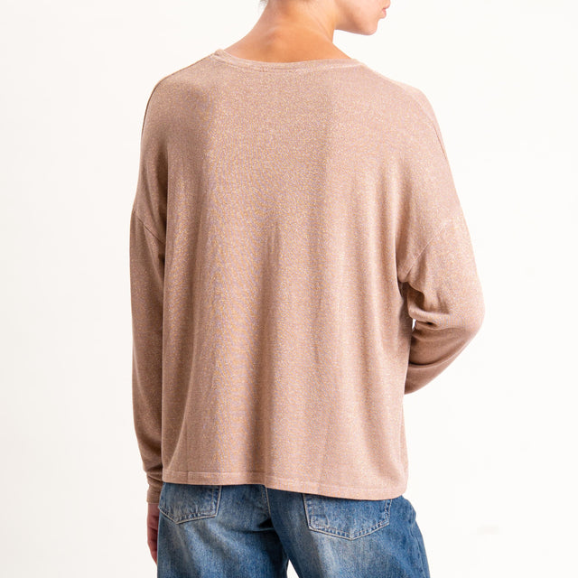 Zeroassoluto-T-shirt girocollo a scatola con lurex - rosa
