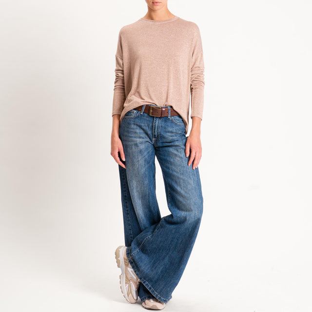 Zeroassoluto-T-shirt girocollo a scatola con lurex - rosa