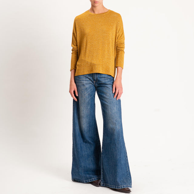 Zeroassoluto-T-shirt girocollo a scatola con lurex - Senape