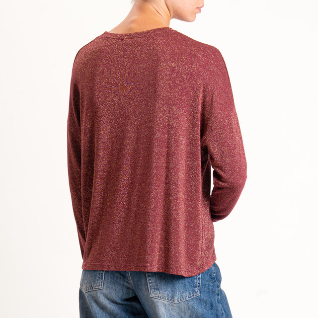 Zeroassoluto-T-shirt girocollo a scatola con lurex - vino