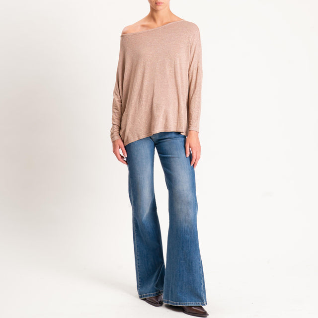 Zeroassoluto-T-shirt scollo barca scatola con lure - rosa