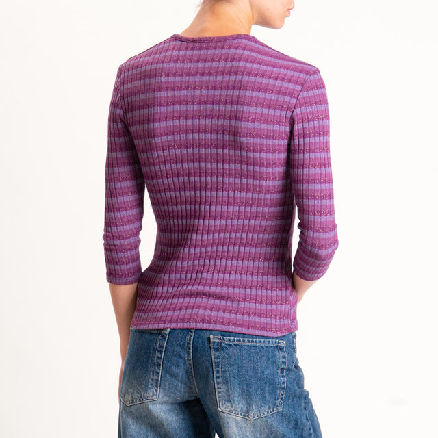 Zeroassoluto-Maglia costine a righe in lurex - mauve/ciclamino