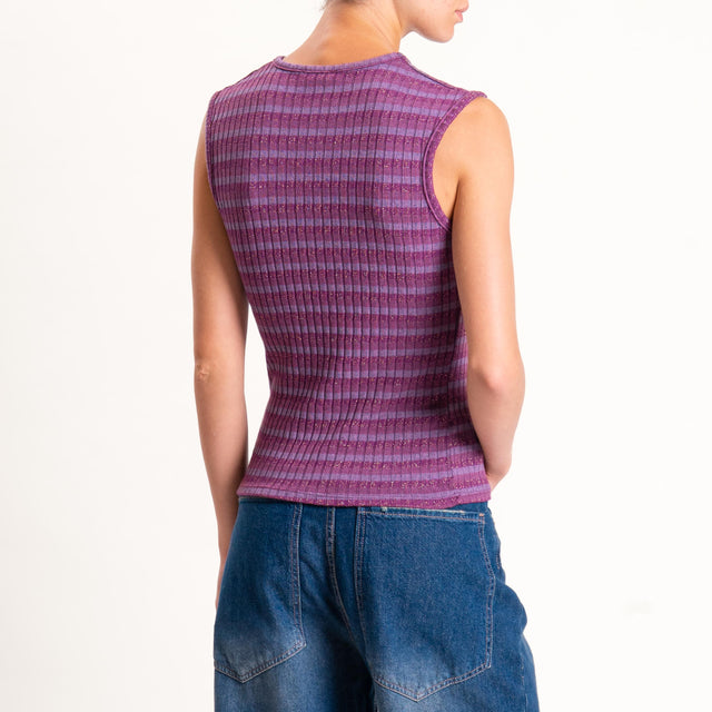 Zeroassoluto-Top costine a righe in lurex - mauve/ciclamino