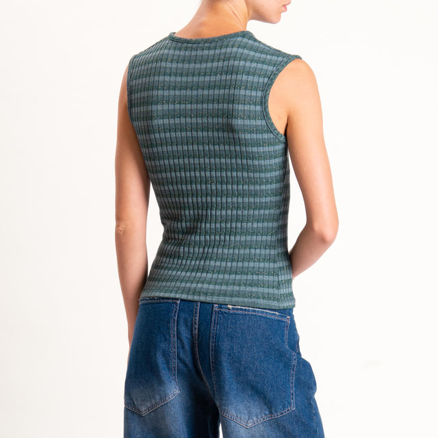 Zeroassoluto-Top costine a righe in lurex - verde bottiglia