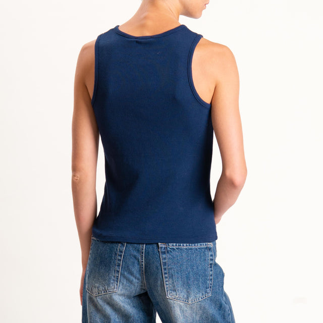 Zeroassoluto-Top a costine girocollo - blu