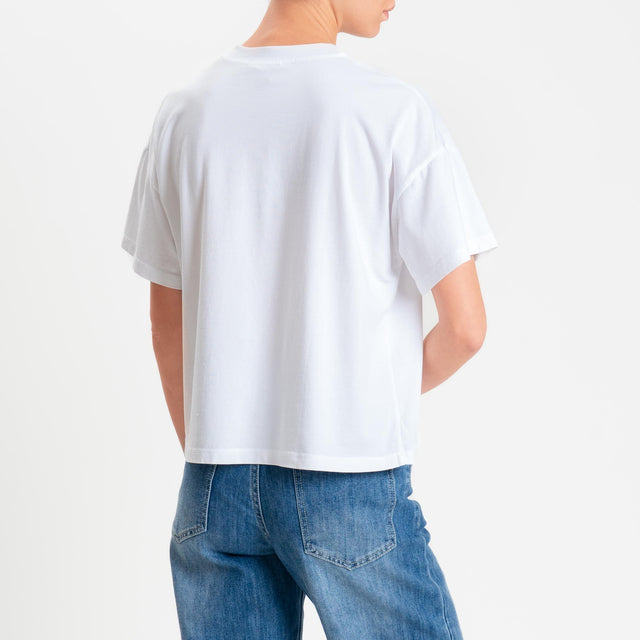 Zeroassoluto-T-shirt scatola girocollo bordo alto - bianco