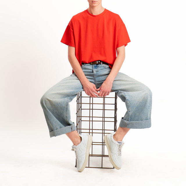 Zeroassoluto-T-shirt scatola girocollo bordo alto - rosso