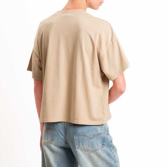 Zeroassoluto-T-shirt scatola girocollo bordo alto - safari
