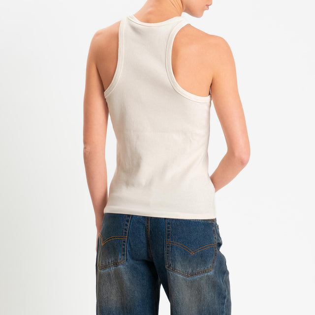 Zeroassoluto- Top a costine scollo halter cotone elasticizzato - burro