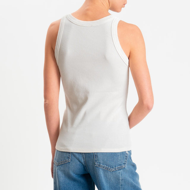 Zeroassoluto-Top a costine scollo v cotone elasticizzato - burro