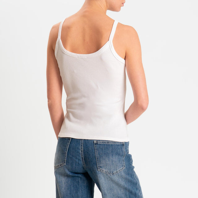 Zeroassoluto- Top a costine scollo stondato cotone elasticizzato - burro