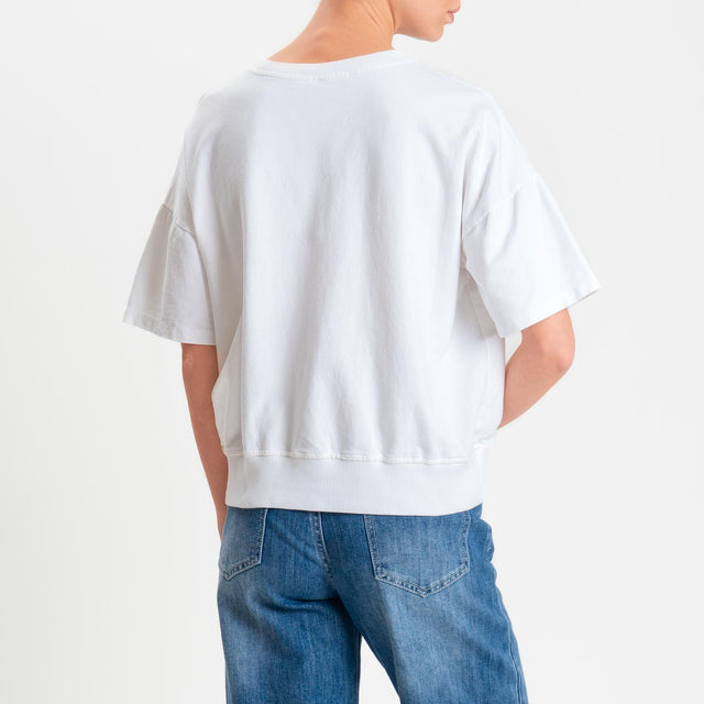 Zeroassoluto-Felpa light girocollo mezza manica - bianco