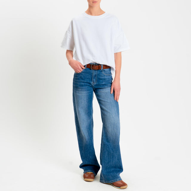 Zeroassoluto-Felpa light girocollo mezza manica - bianco