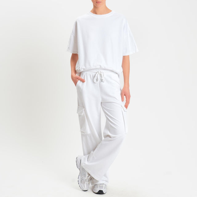 Zeroassoluto-Felpa light girocollo mezza manica - bianco