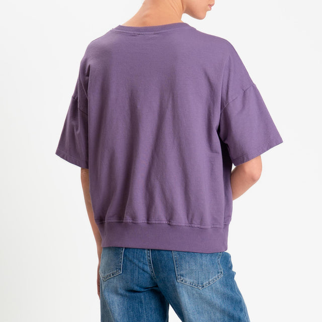 Zeroassoluto-Felpa light girocollo mezza manica - lavanda