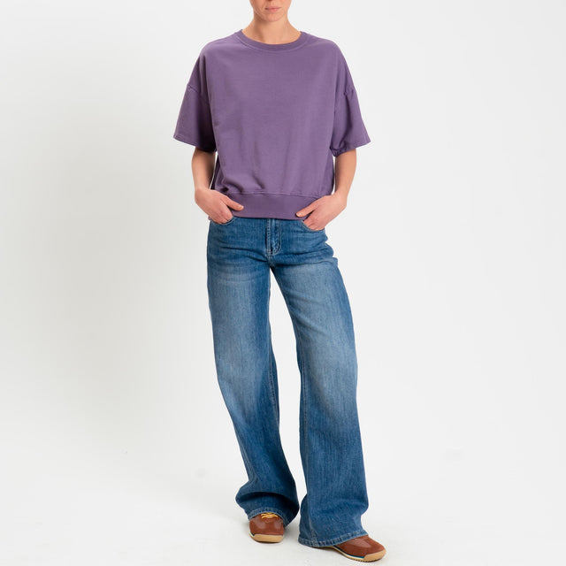 Zeroassoluto-Felpa light girocollo mezza manica - lavanda