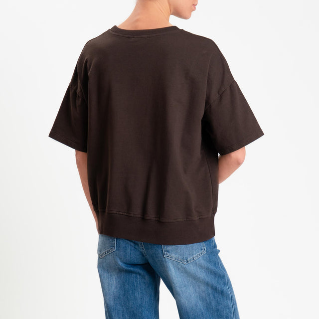 Zeroassoluto-Felpa light girocollo mezza manica - moro