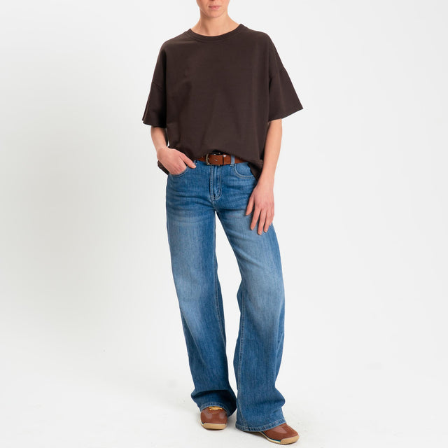 Zeroassoluto-Felpa light girocollo mezza manica - moro