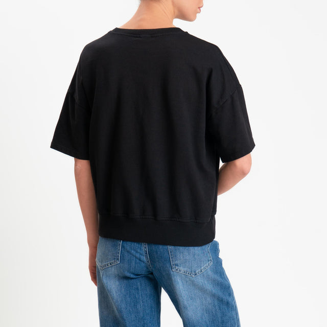 Zeroassoluto-Felpa light girocollo mezza manica - nero