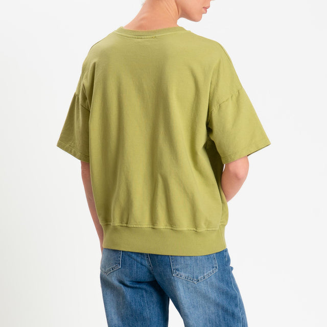 Zeroassoluto-Felpa light girocollo mezza manica - pistacchio