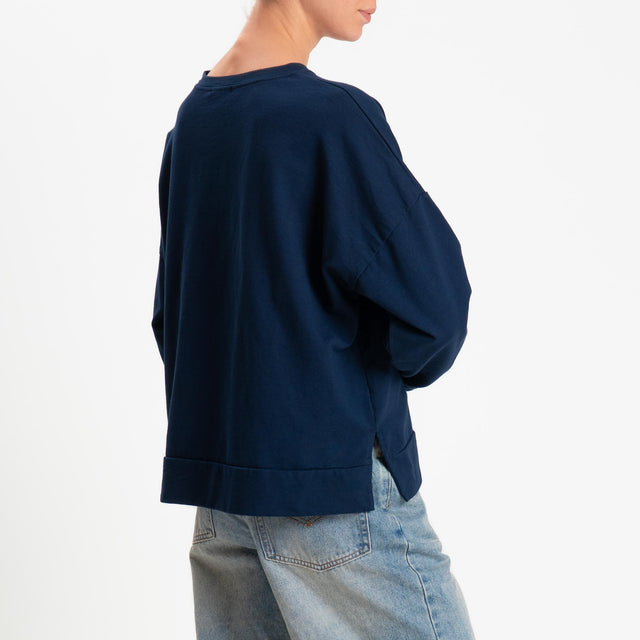 Zeroassoluto-Felpa light scatola spacchi laterali - blu