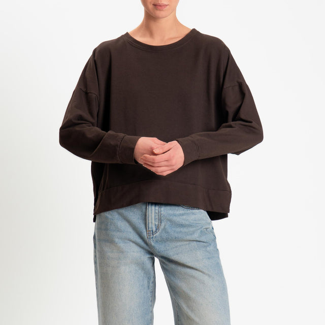 Zeroassoluto-Felpa light scatola spacchi laterali - moro