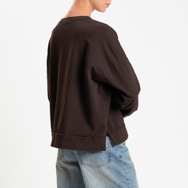Zeroassoluto-Felpa light scatola spacchi laterali - moro