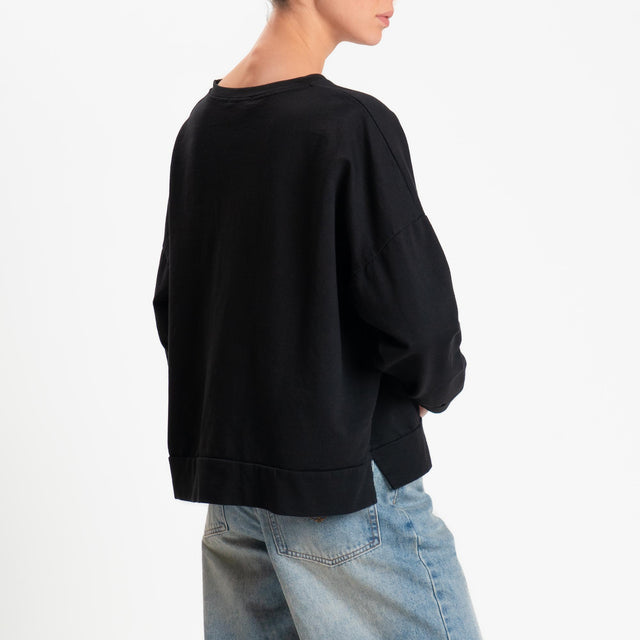 Zeroassoluto-Felpa light scatola spacchi laterali - nero