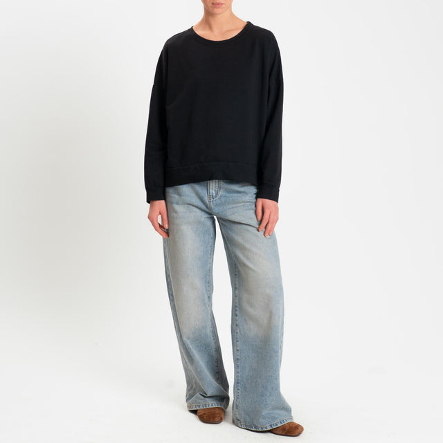 Zeroassoluto-Felpa light scatola spacchi laterali - nero