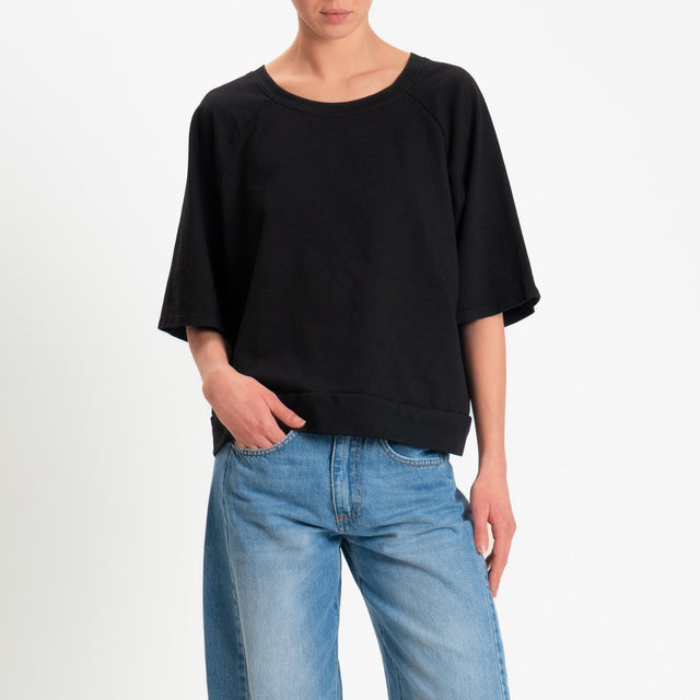 Zeroassoluto-Felpa light manica raglan - nero